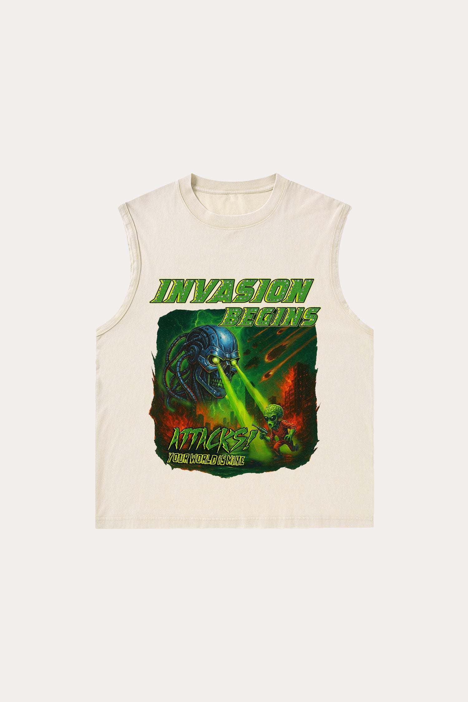 Evilnova Invasion Begins Washed Tank Top-Evilnova