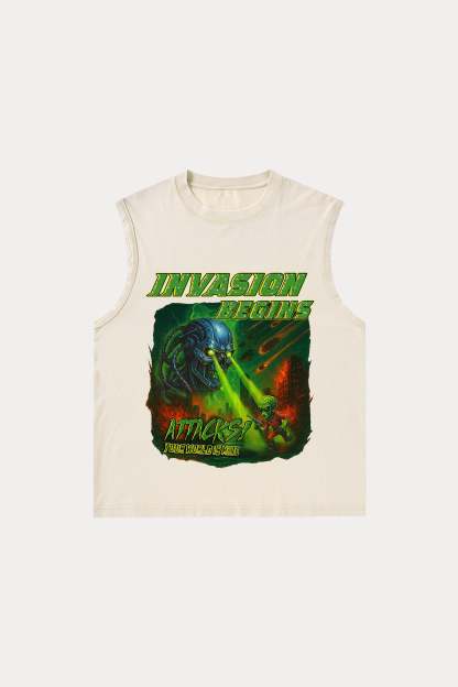 Evilnova Invasion Begins Washed Tank Top-Evilnova