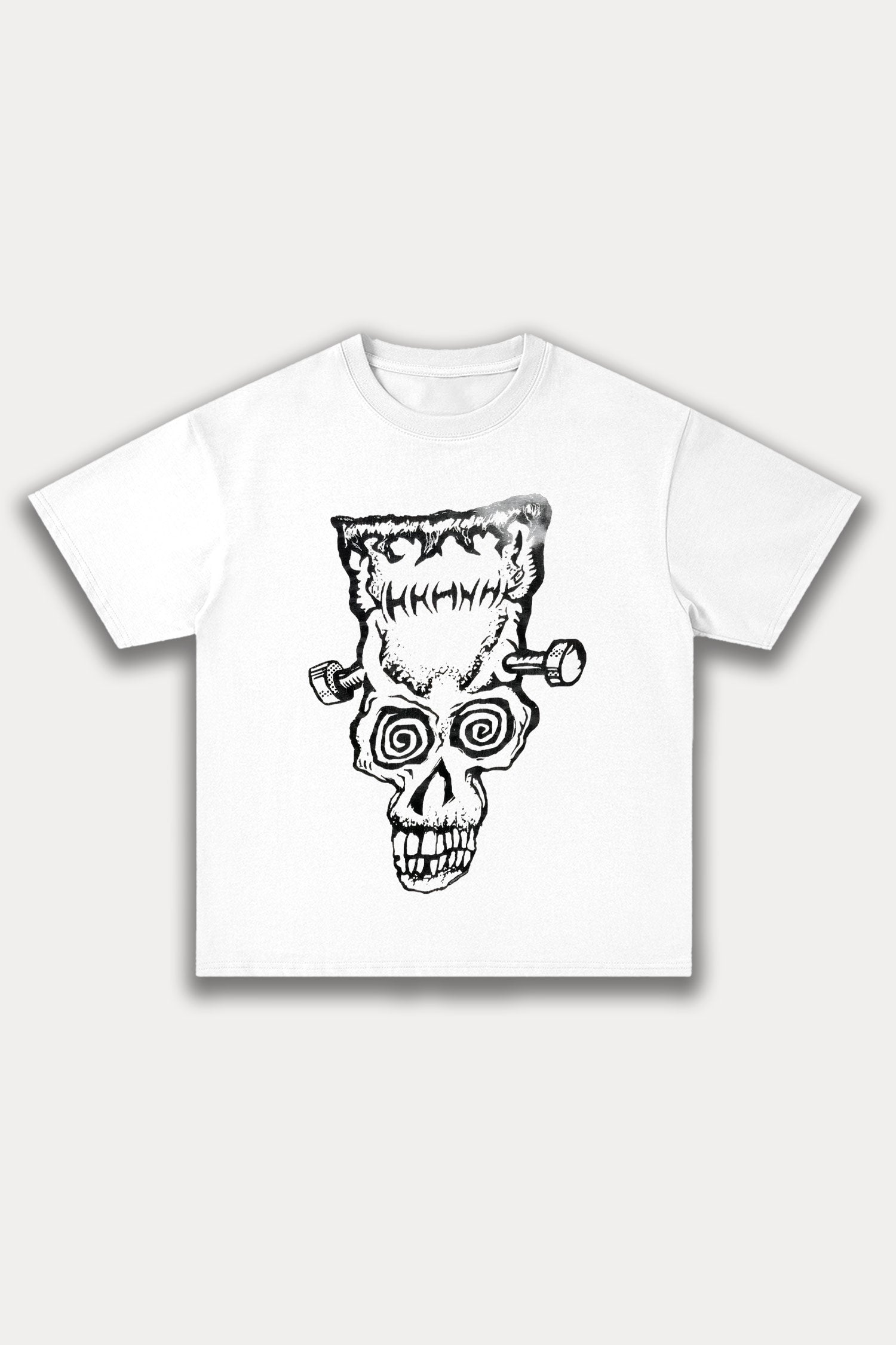 Evilnova Cartoon Frankenstein Cotton Oversize T-Shirt-Evilnova