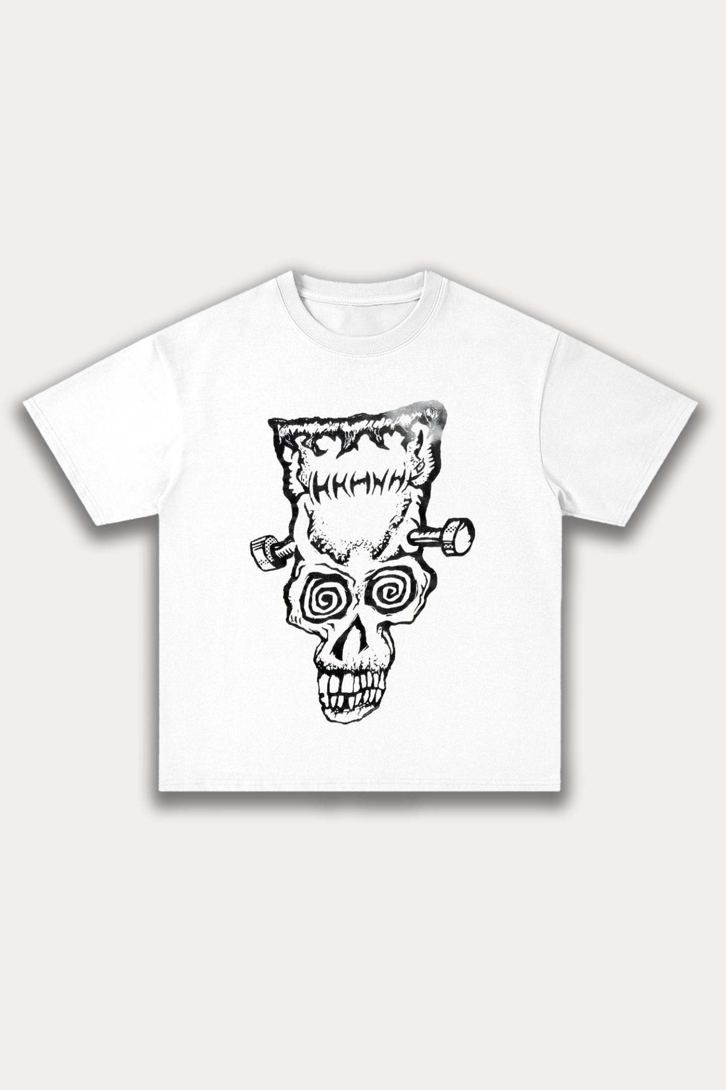 Evilnova Cartoon Frankenstein Cotton Oversize T-Shirt-Evilnova