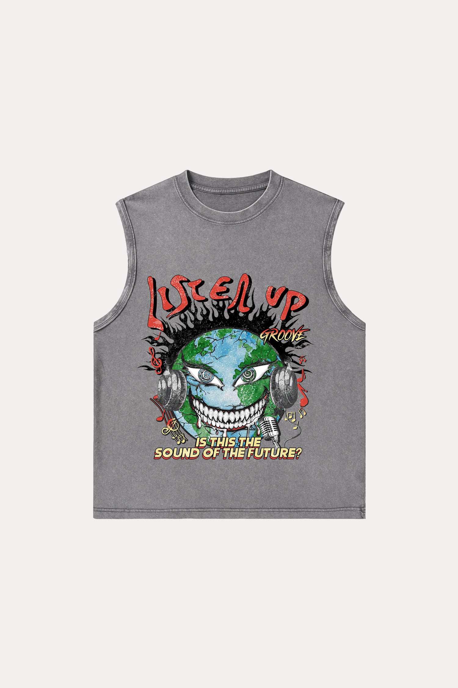 Evilnova Listen Up Washed Tank Top-Evilnova