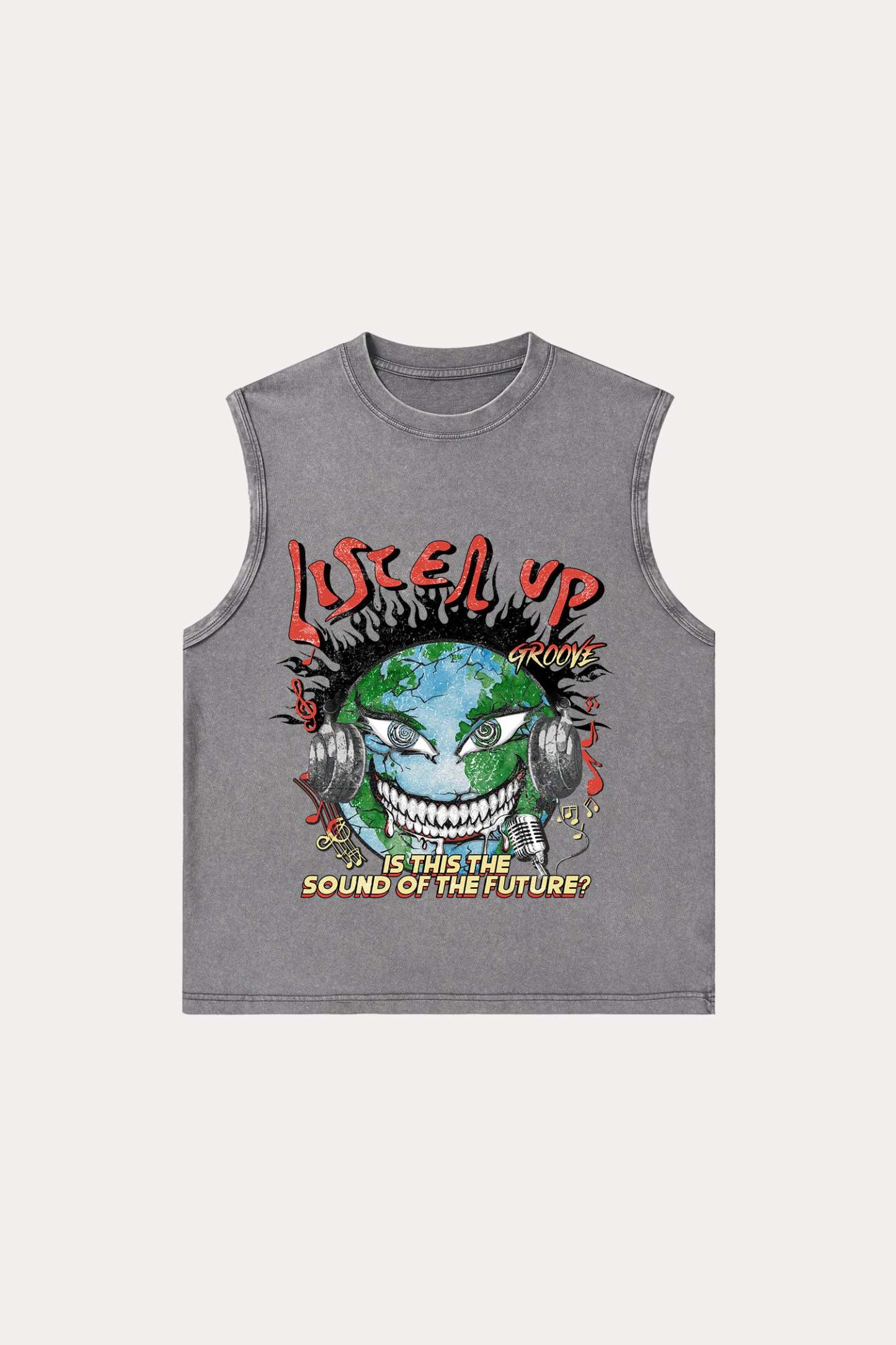 Evilnova Listen Up Washed Tank Top-Evilnova