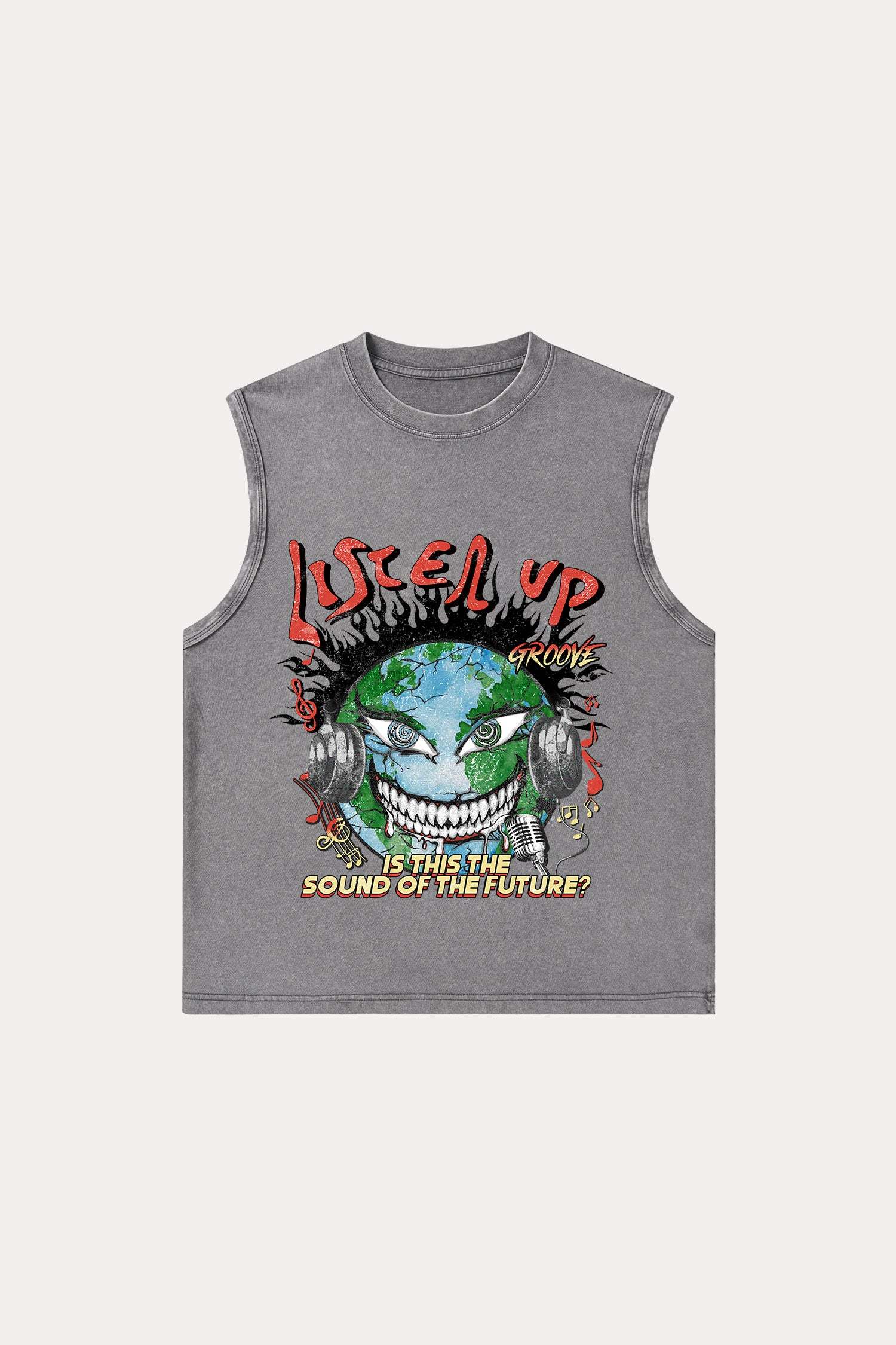 Evilnova Listen Up Washed Tank Top-Evilnova