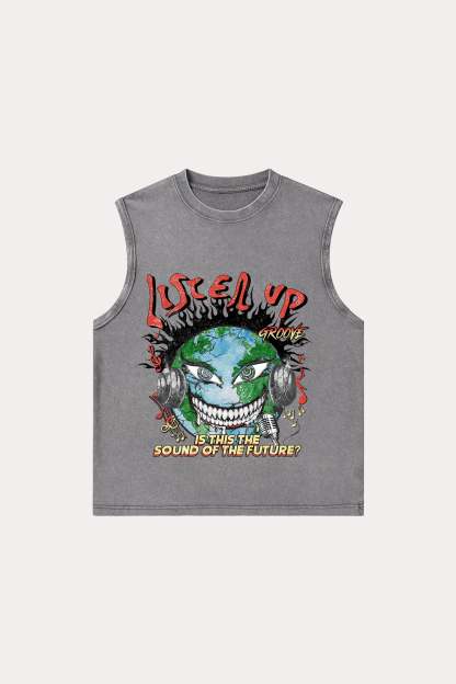 Evilnova Listen Up Washed Tank Top-Evilnova