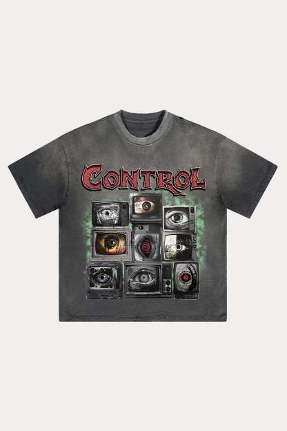Evilnova Control Distressed Washed T-Shirt-Evilnova