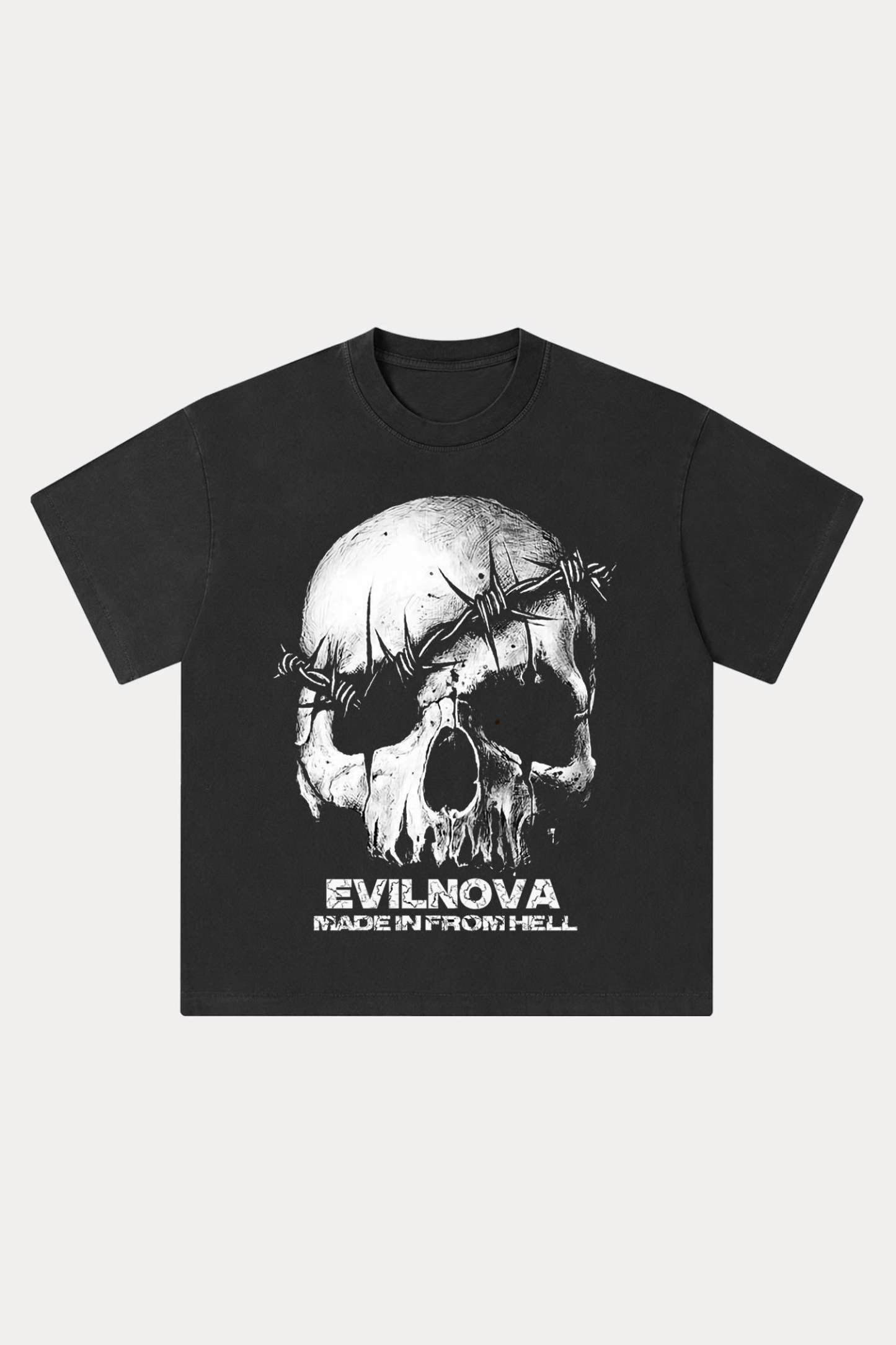 Evilnova Made in Hell Washed Streetwear T-Shirt-Evilnova