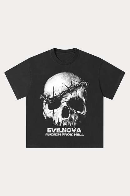 Evilnova Made in Hell Washed Streetwear T-Shirt-Evilnova