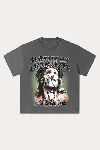 Evilnova Savior Washed Streetwear T-Shirt-Evilnova
