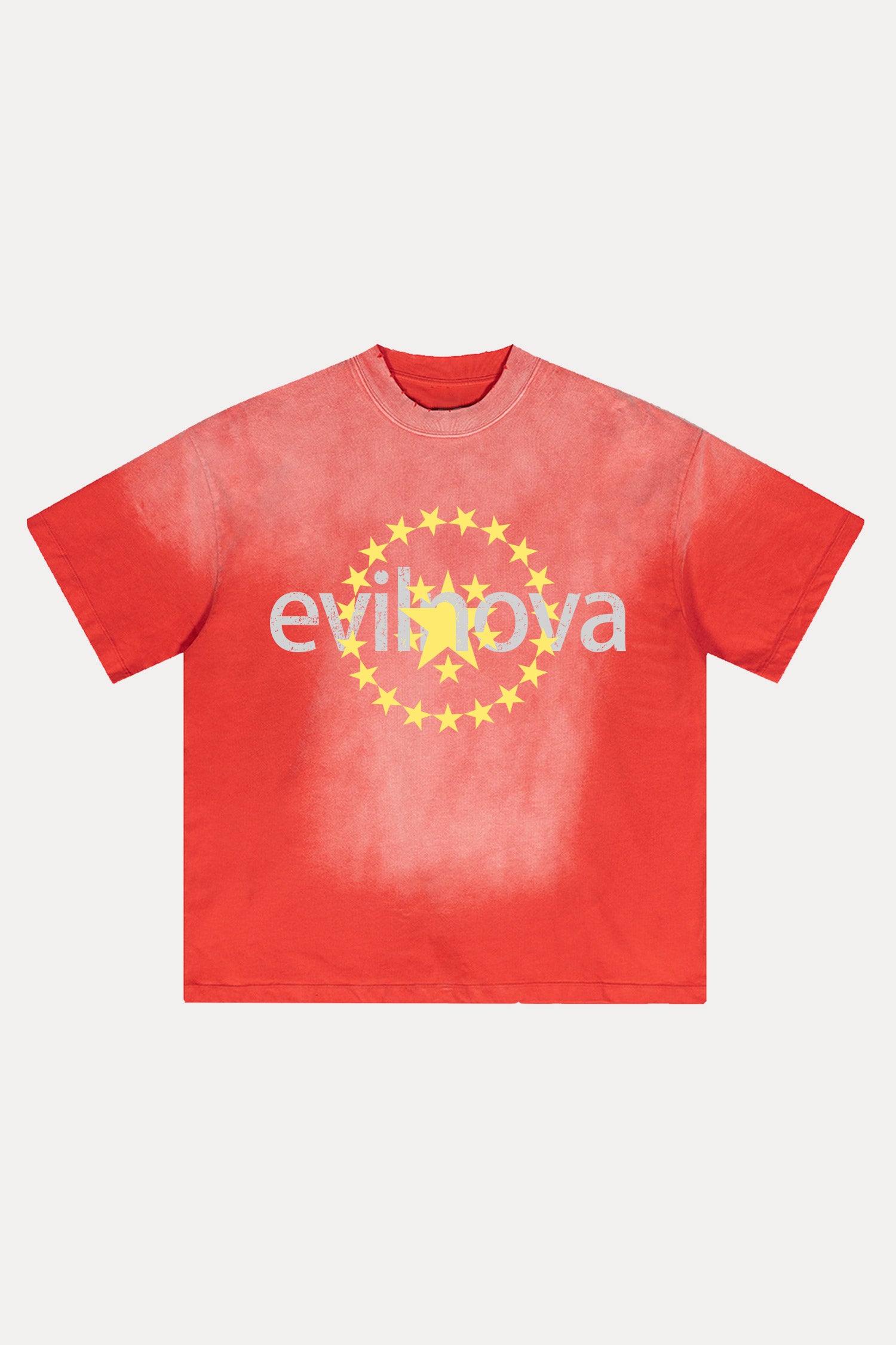 Evilnova Star Distressed Washed T-Shirt-Evilnova