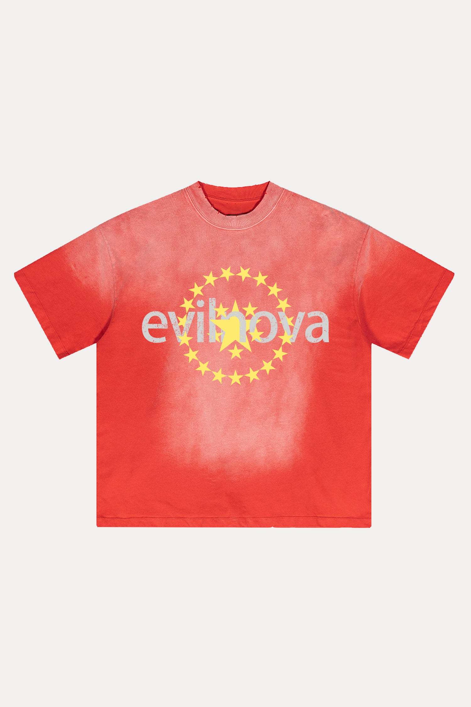 Evilnova Star Distressed Washed T-Shirt-Evilnova