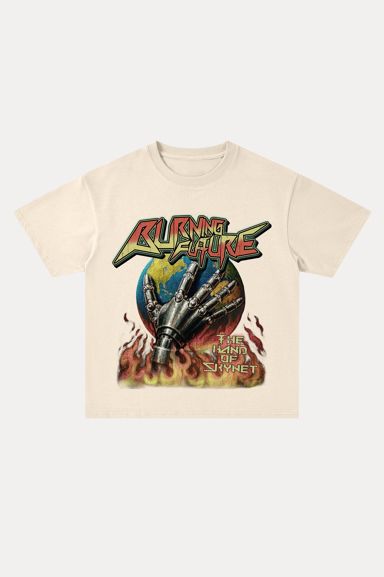 Evilnova Burning Future Cotton Oversize T-Shirt-Evilnova