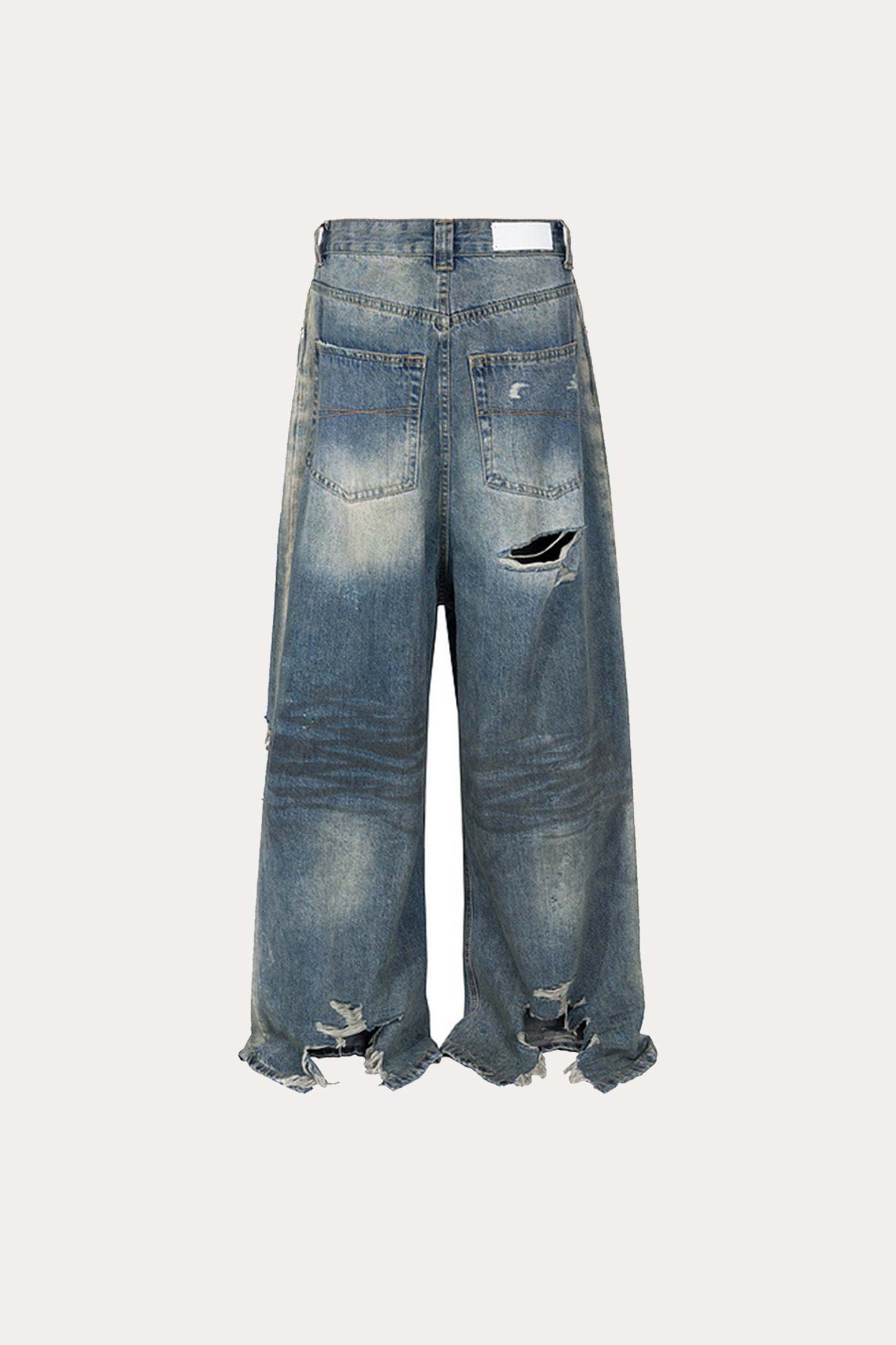 Evilnova Vintage Hole Ripped Baggy Jeans-Evilnova