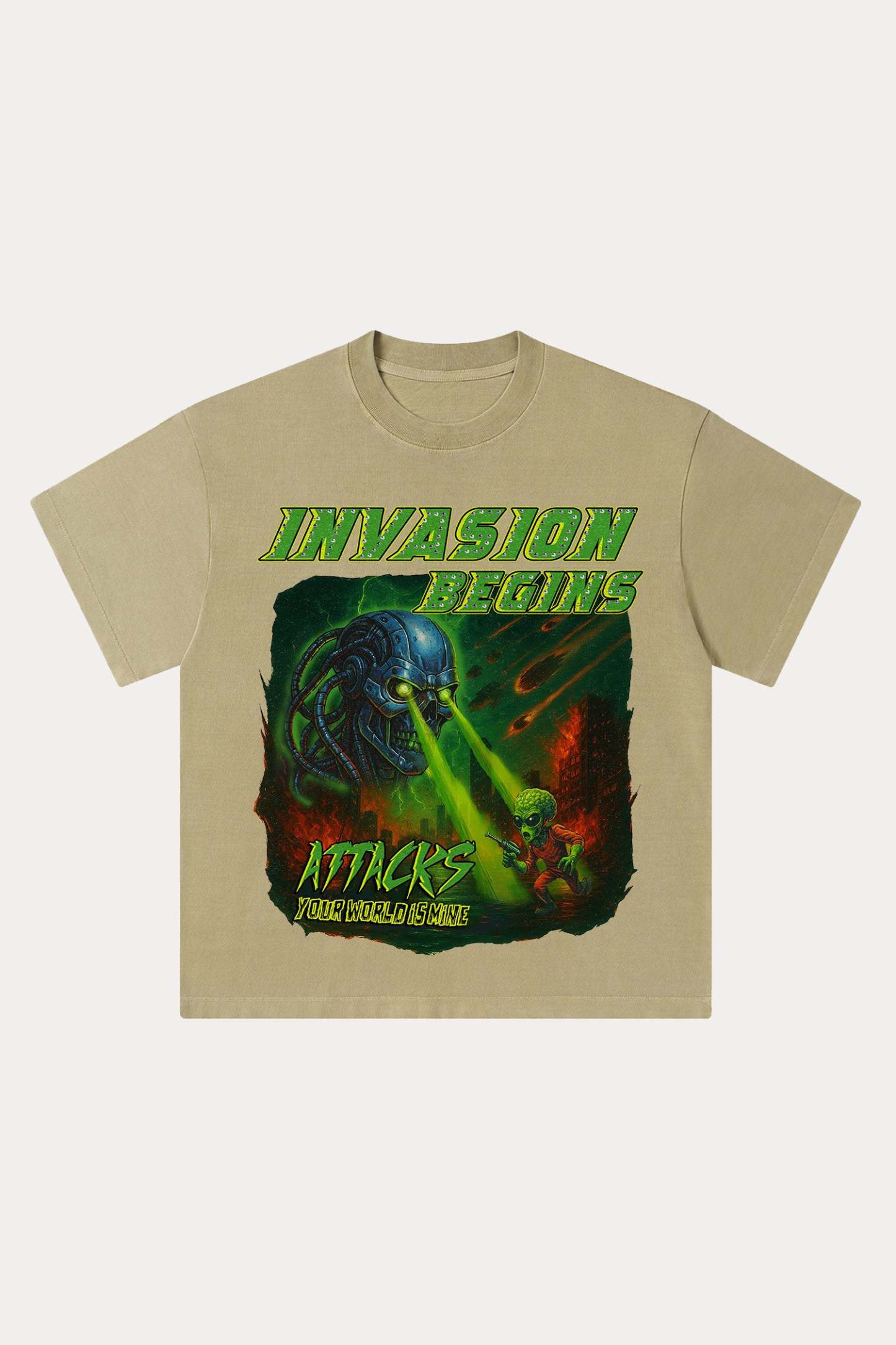 Evilnova Invasion Begins Washed Streetwear T-Shirt-Evilnova