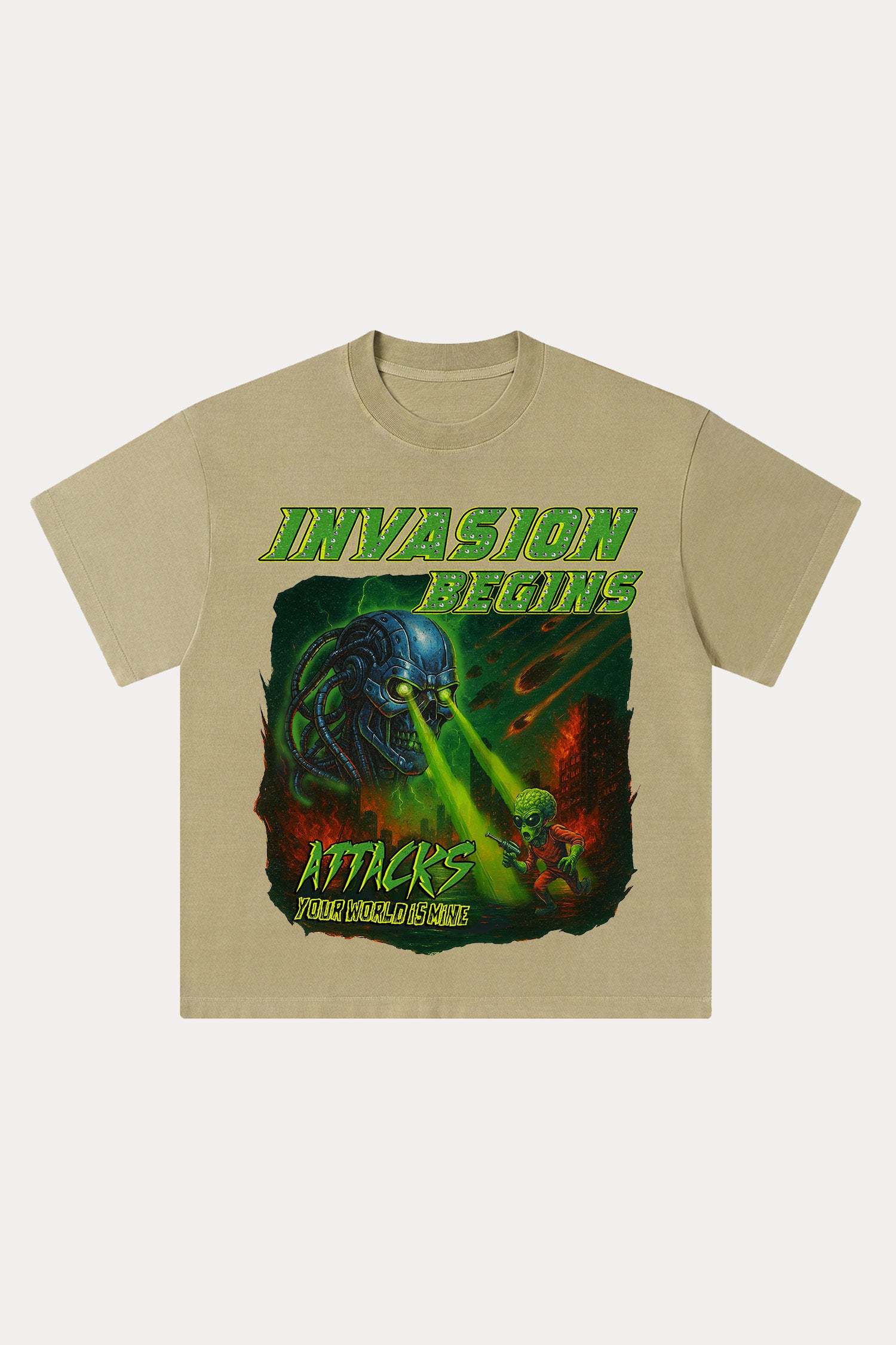 Evilnova Invasion Begins Washed Streetwear T-Shirt-Evilnova