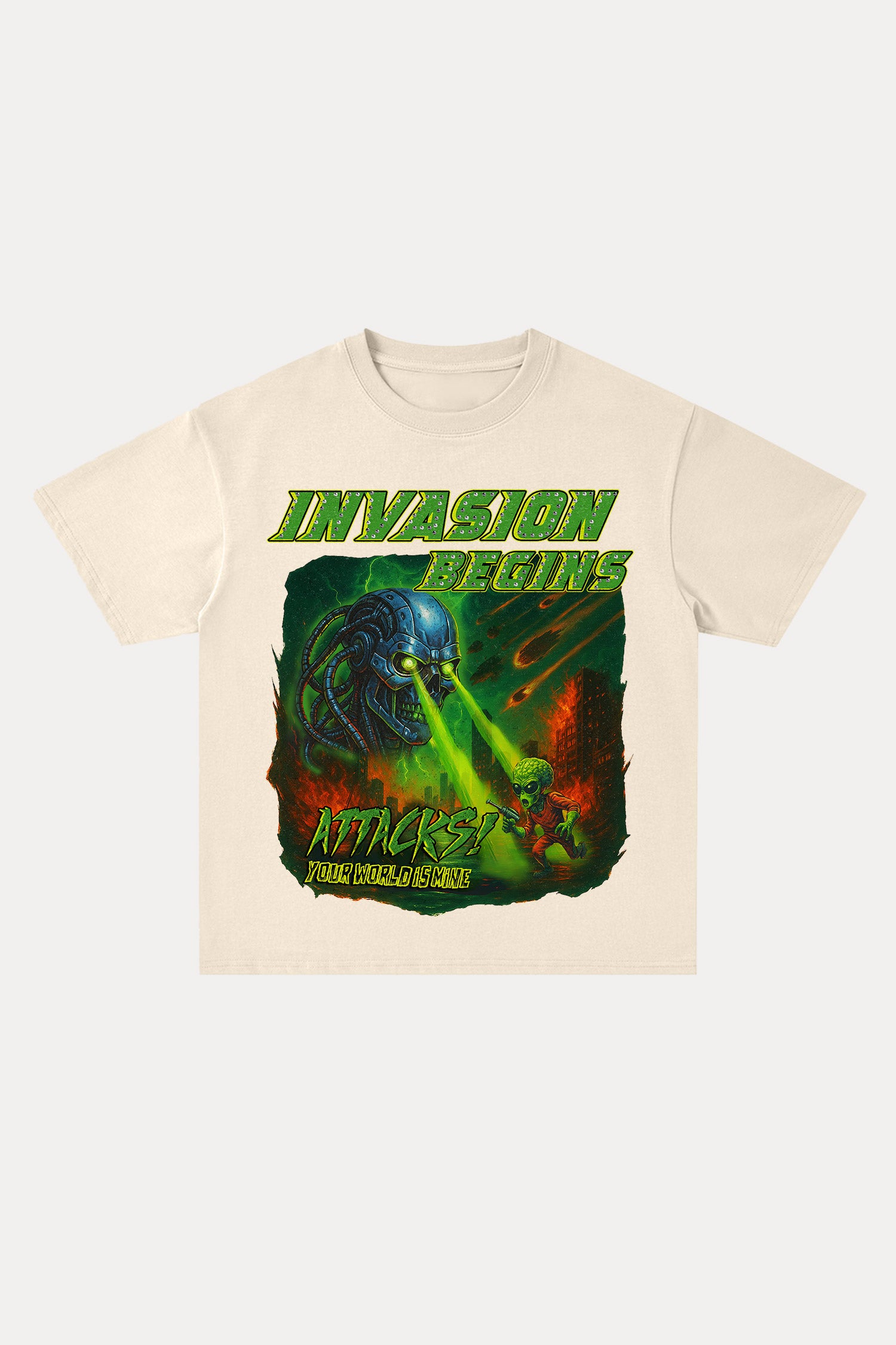 Evilnova Invasion Begins Cotton Oversize T-Shirt-Evilnova