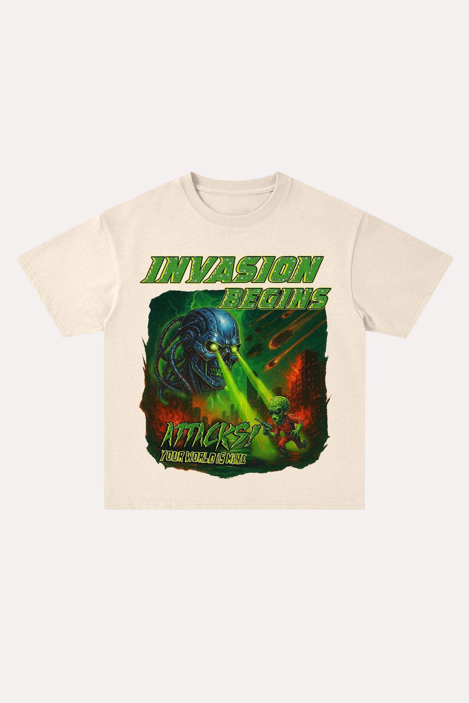 Evilnova Invasion Begins Cotton Oversize T-Shirt-Evilnova