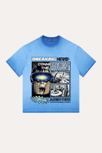 Evilnova Breaking News Gradient Washed T-Shirt-Evilnova