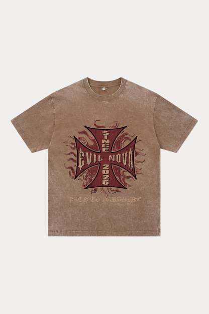 Evilnova World Tour Washed Streetwear T-Shirt-Evilnova