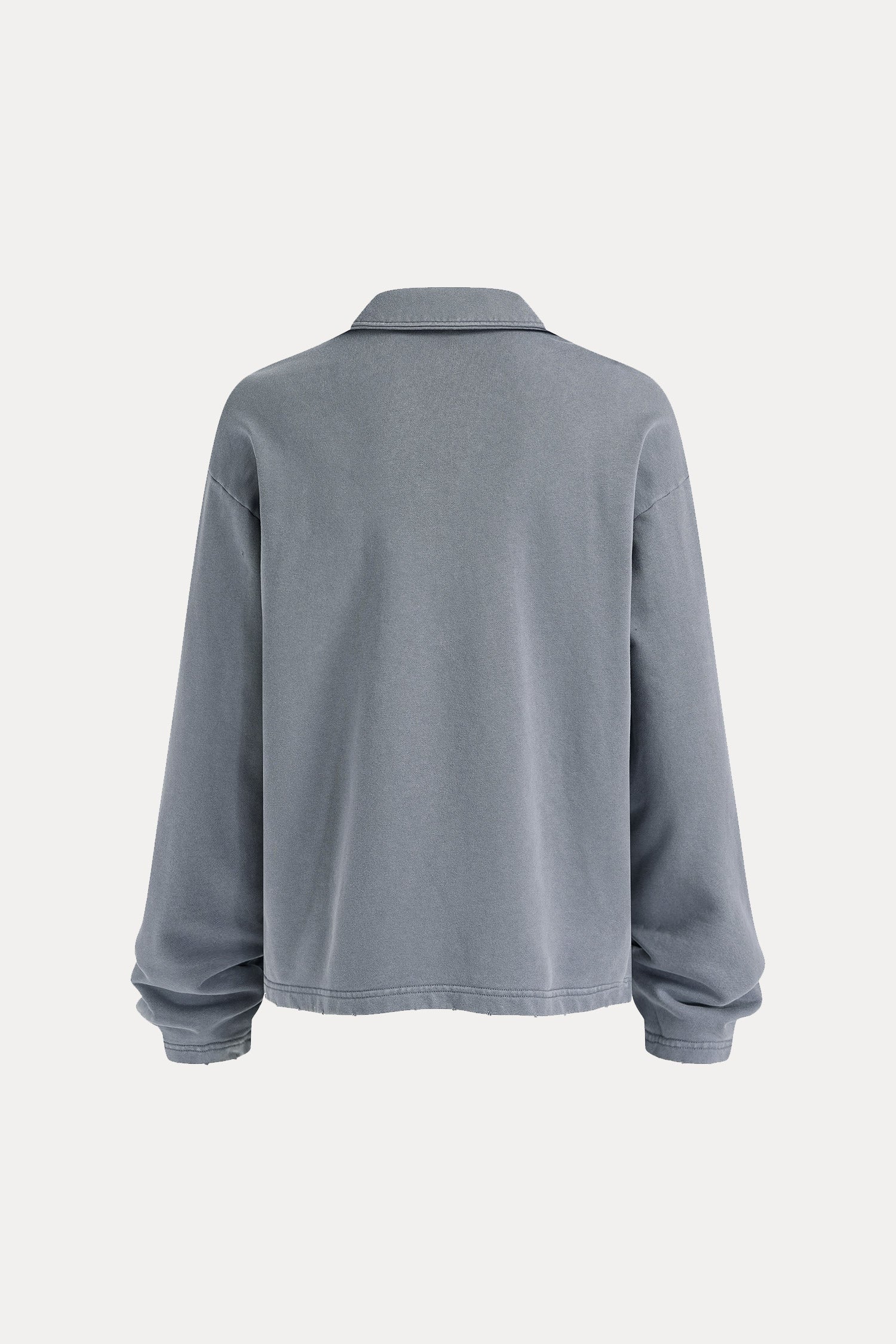 Evilnova Star Distressed Edge Buttonless Long Sleeve Polo Shirt-Evilnova