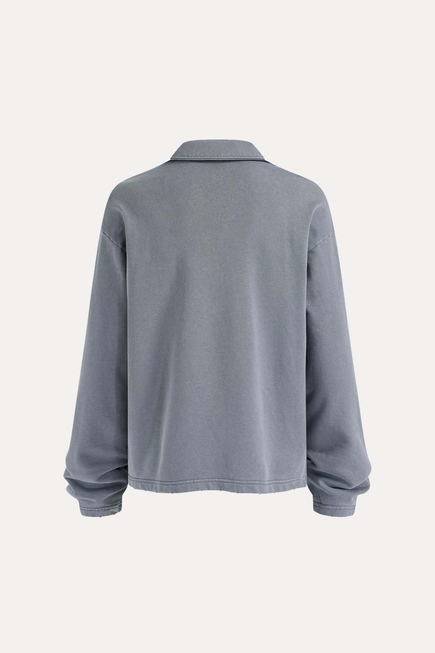 Evilnova Star Distressed Edge Buttonless Long Sleeve Polo Shirt-Evilnova