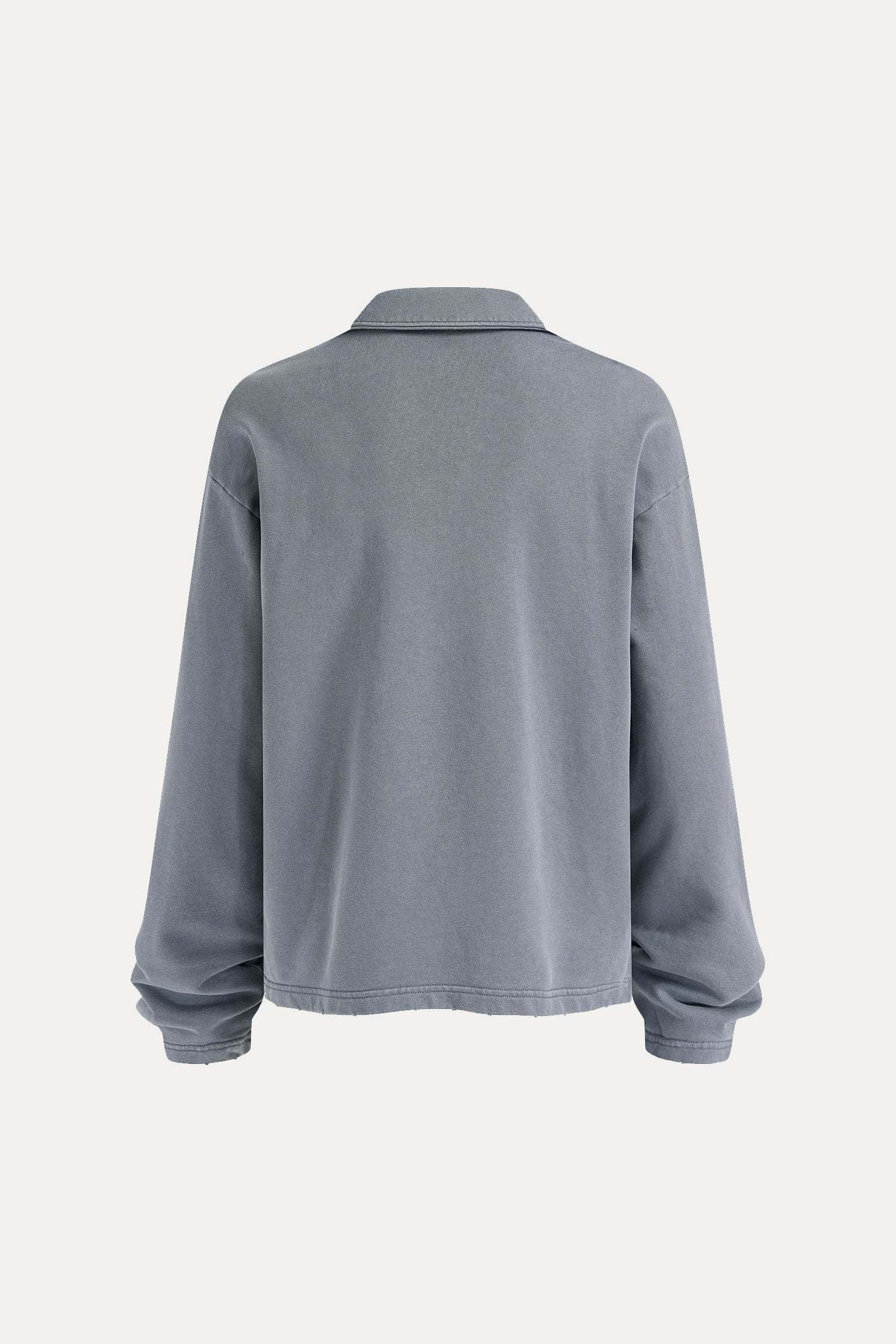 Evilnova Star Distressed Edge Buttonless Long Sleeve Polo Shirt-Evilnova