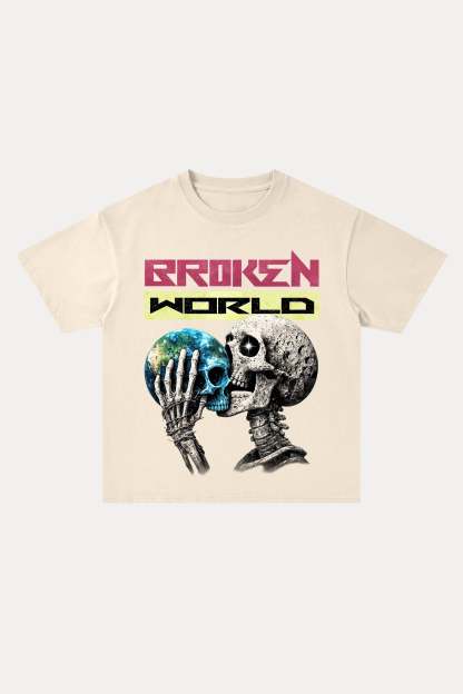 Evilnova Broken World Cotton Oversize T-Shirt-Evilnova