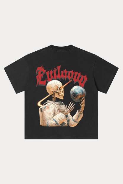 Evilnova Cosmic Explorer Washed Streetwear T-Shirt-Evilnova