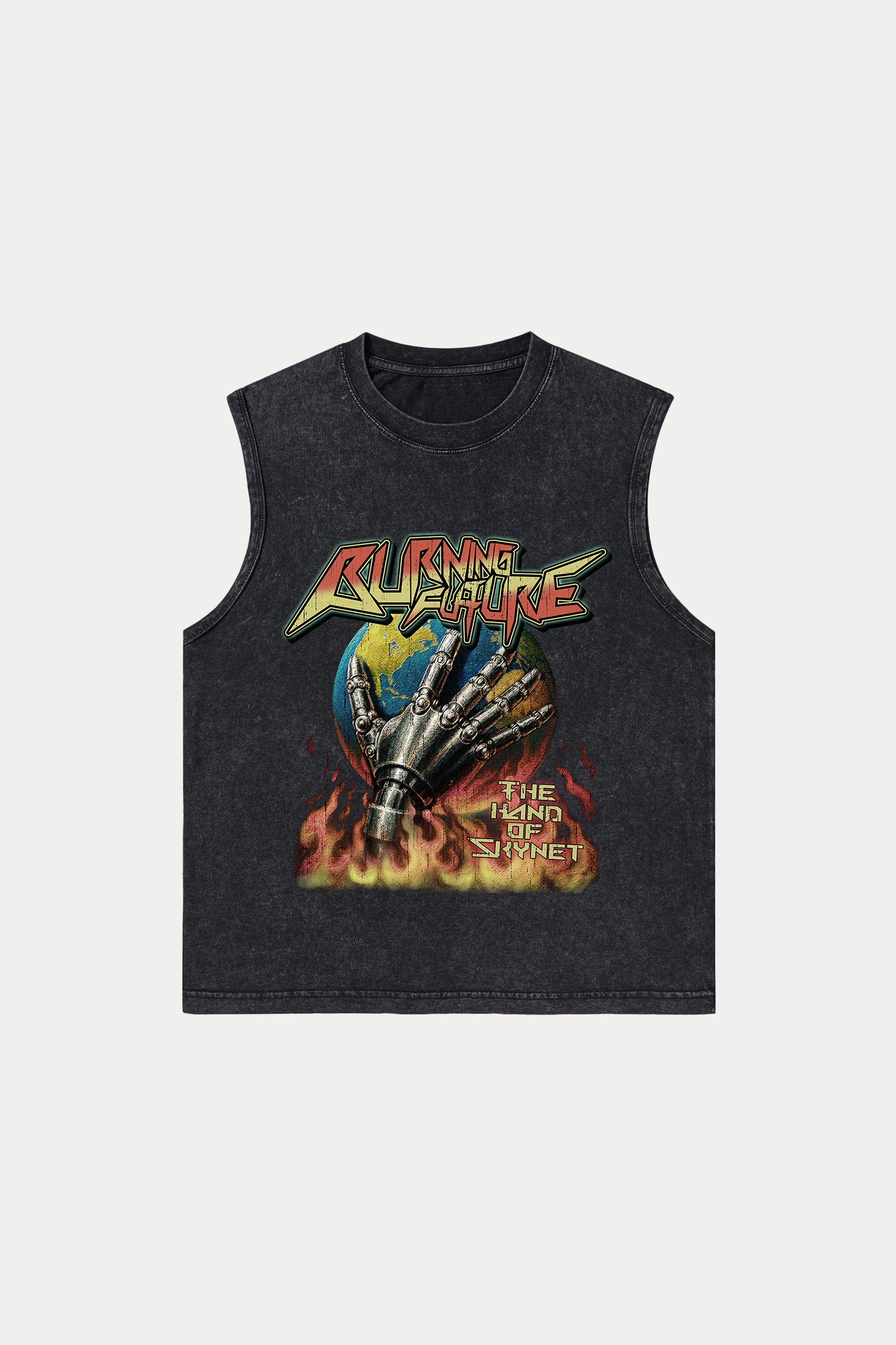 Evilnova Burning Future Washed Tank Top-Evilnova