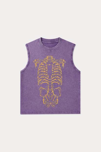 Evilnova Human Skeleton Washed Tank Top-Evilnova