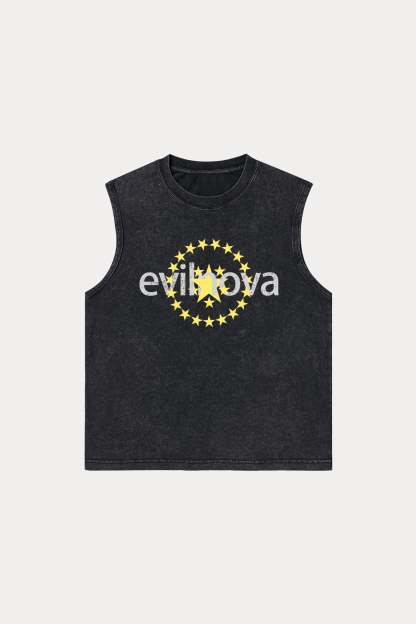Evilnova Star Washed Tank Top-Evilnova