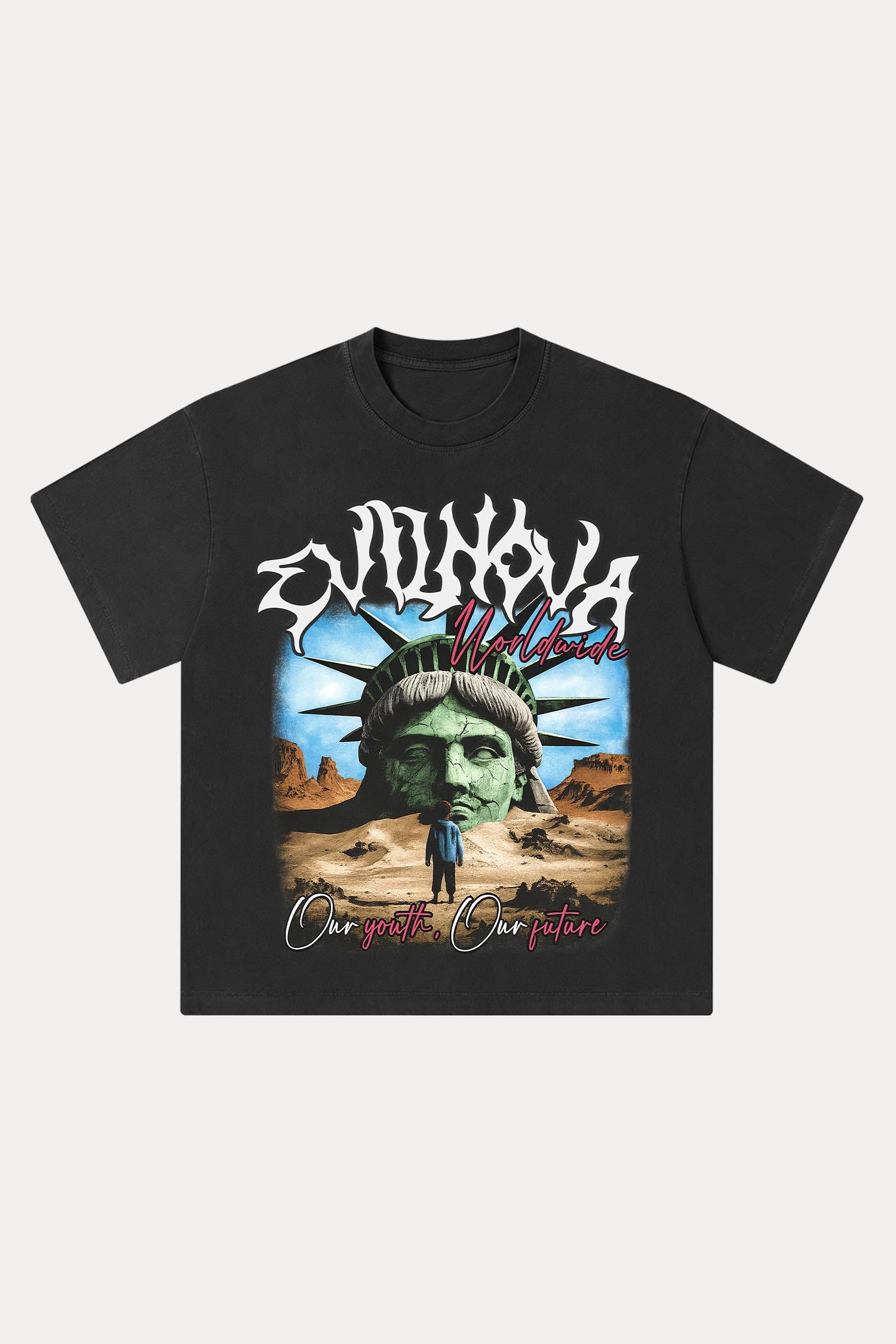 Evilnova Worldwide Washed Streetwear T-Shirt-Evilnova