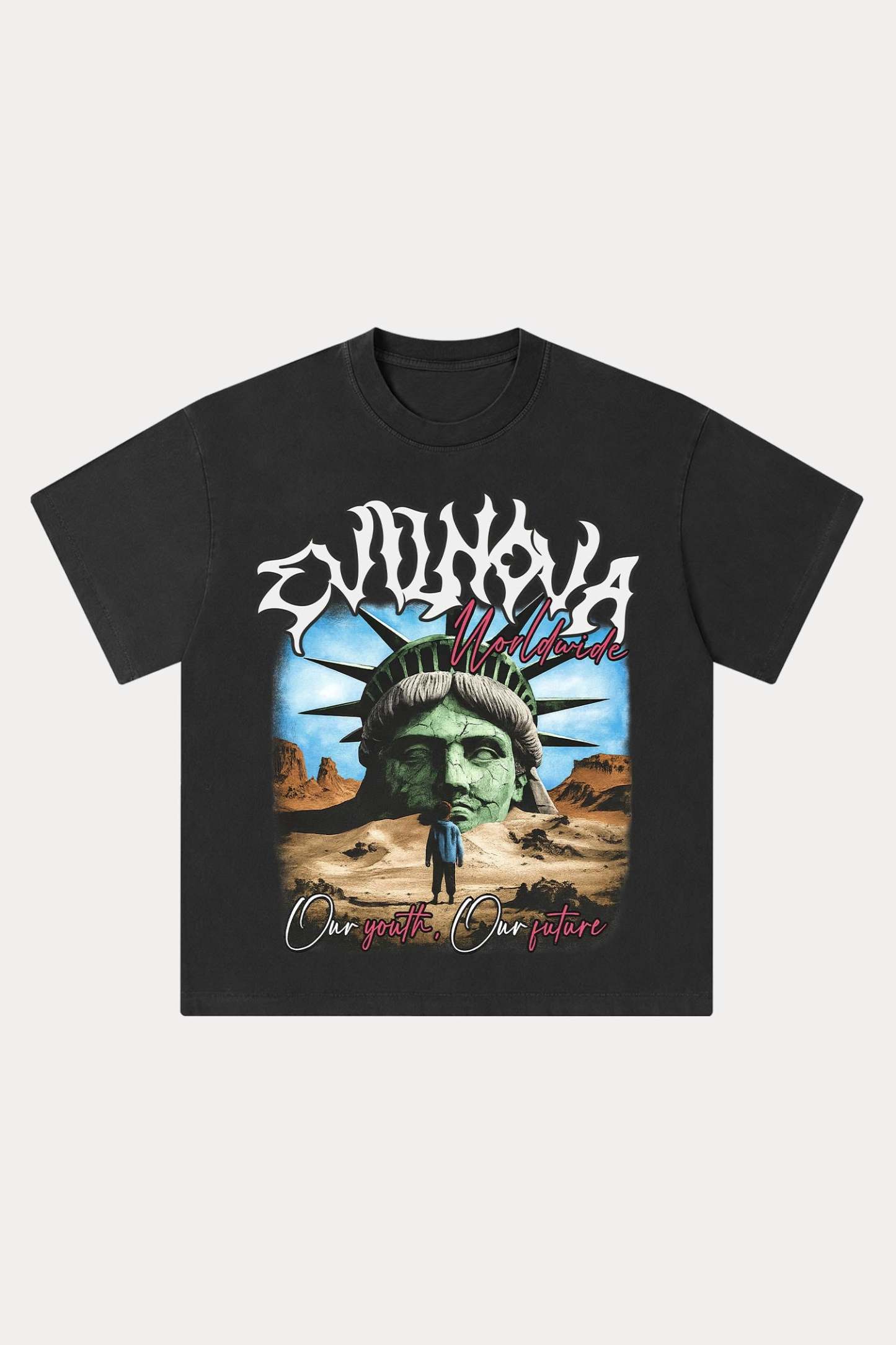 Evilnova Worldwide Washed Streetwear T-Shirt-Evilnova