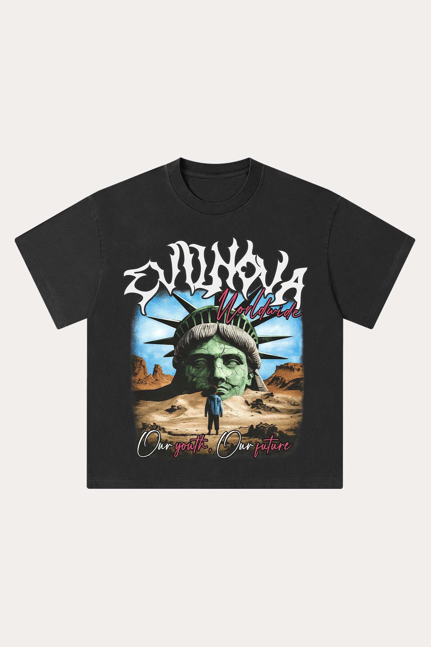Evilnova Worldwide Washed Streetwear T-Shirt-Evilnova