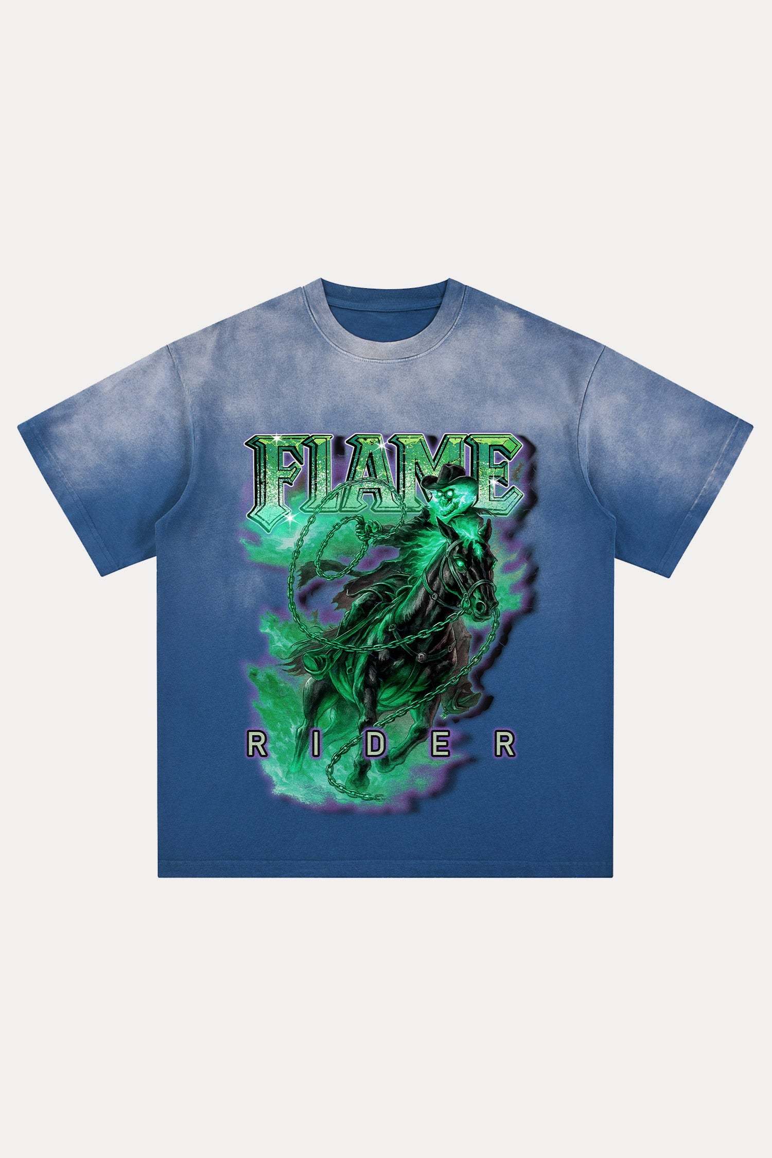 Evilnova Flame Rider Distressed Washed T-Shirt-Evilnova