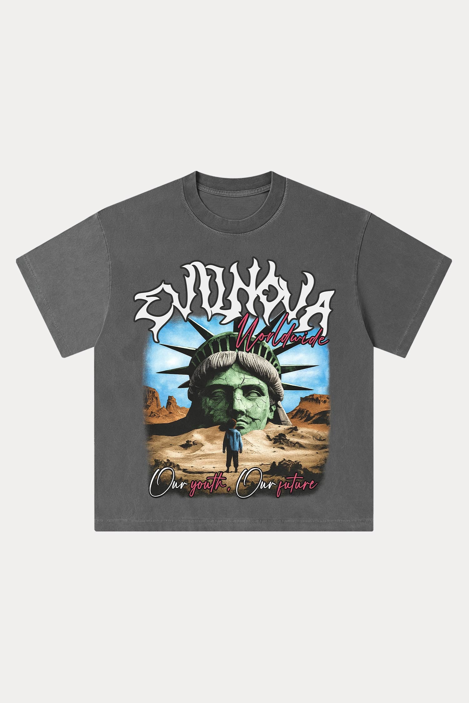 Evilnova Worldwide Washed Streetwear T-Shirt-Evilnova