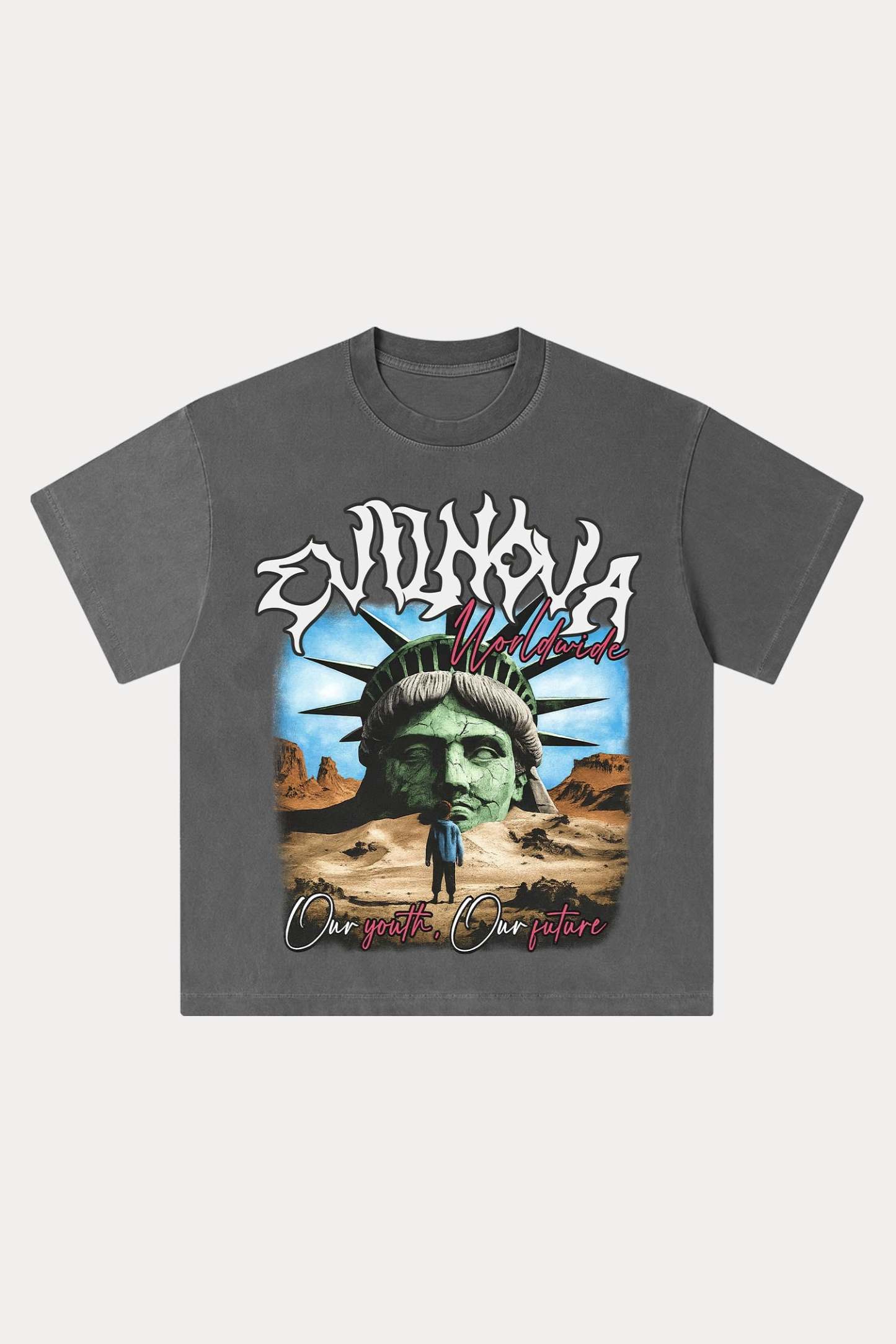 Evilnova Worldwide Washed Streetwear T-Shirt-Evilnova
