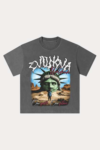 Evilnova Worldwide Washed Streetwear T-Shirt-Evilnova
