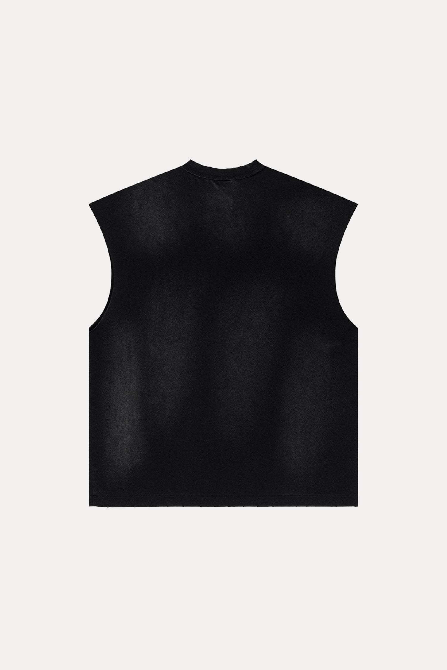 Evilnova Vintage Black Washed Distressed Tank Tops & Sweatshorts Set-Evilnova