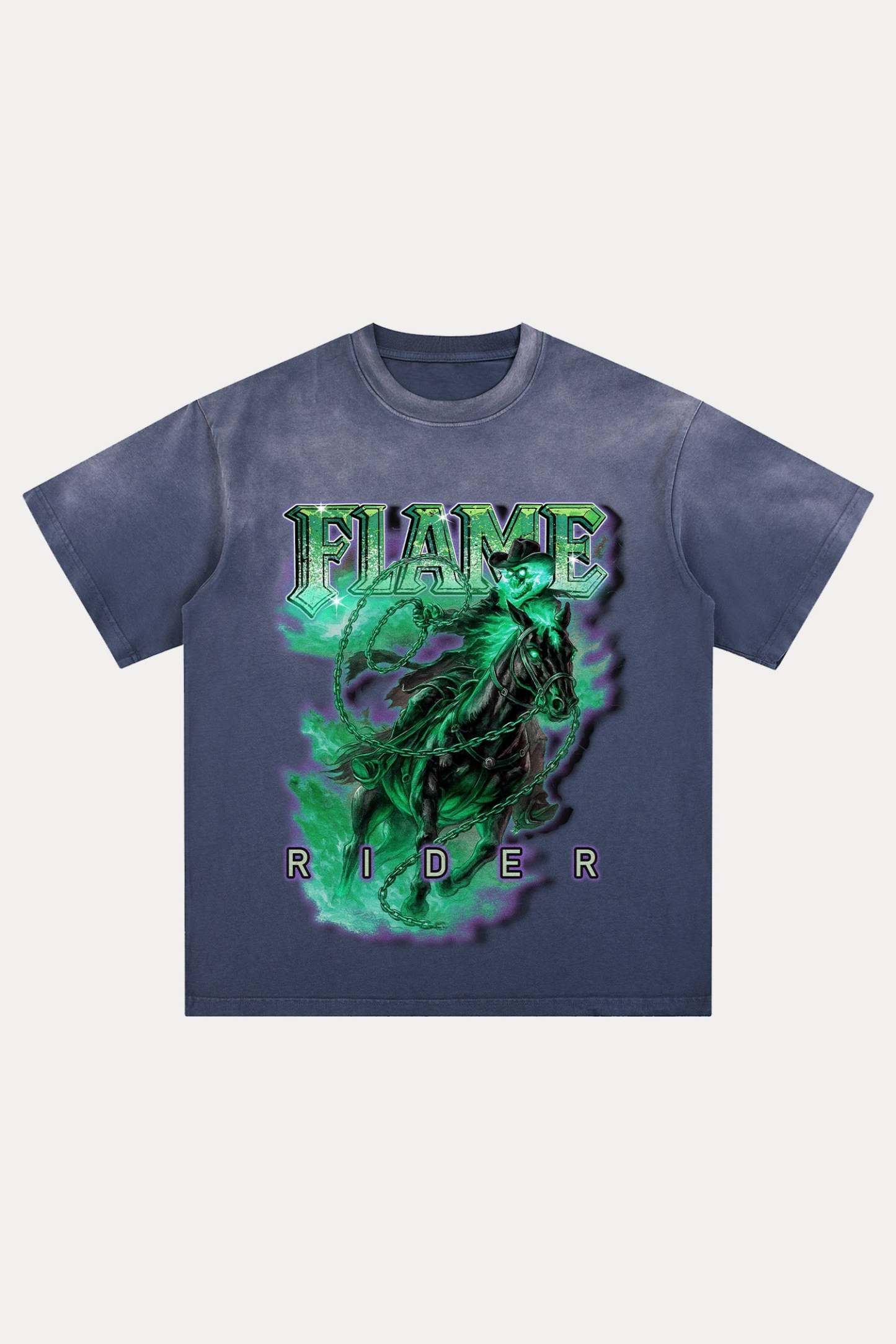 Evilnova Flame Rider Distressed Washed T-Shirt-Evilnova
