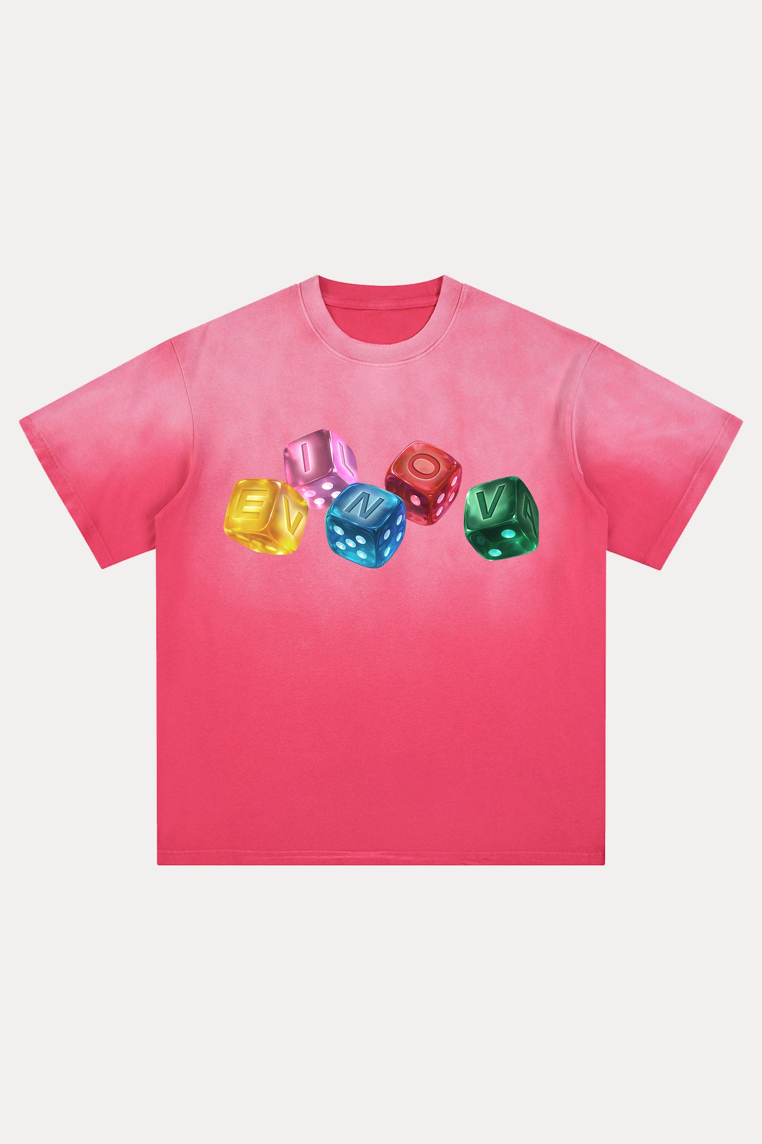 Evilnova Rainbow Dice Distressed Washed T-Shirt-Evilnova