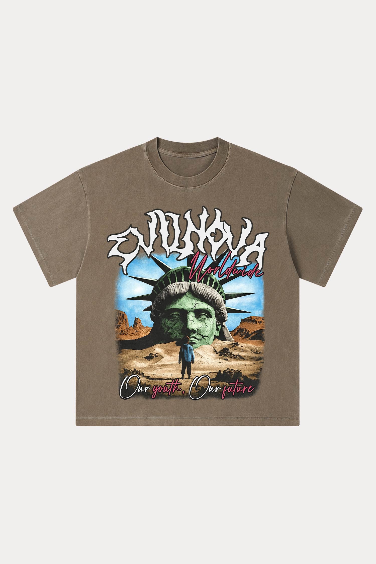 Evilnova Worldwide Washed Streetwear T-Shirt-Evilnova