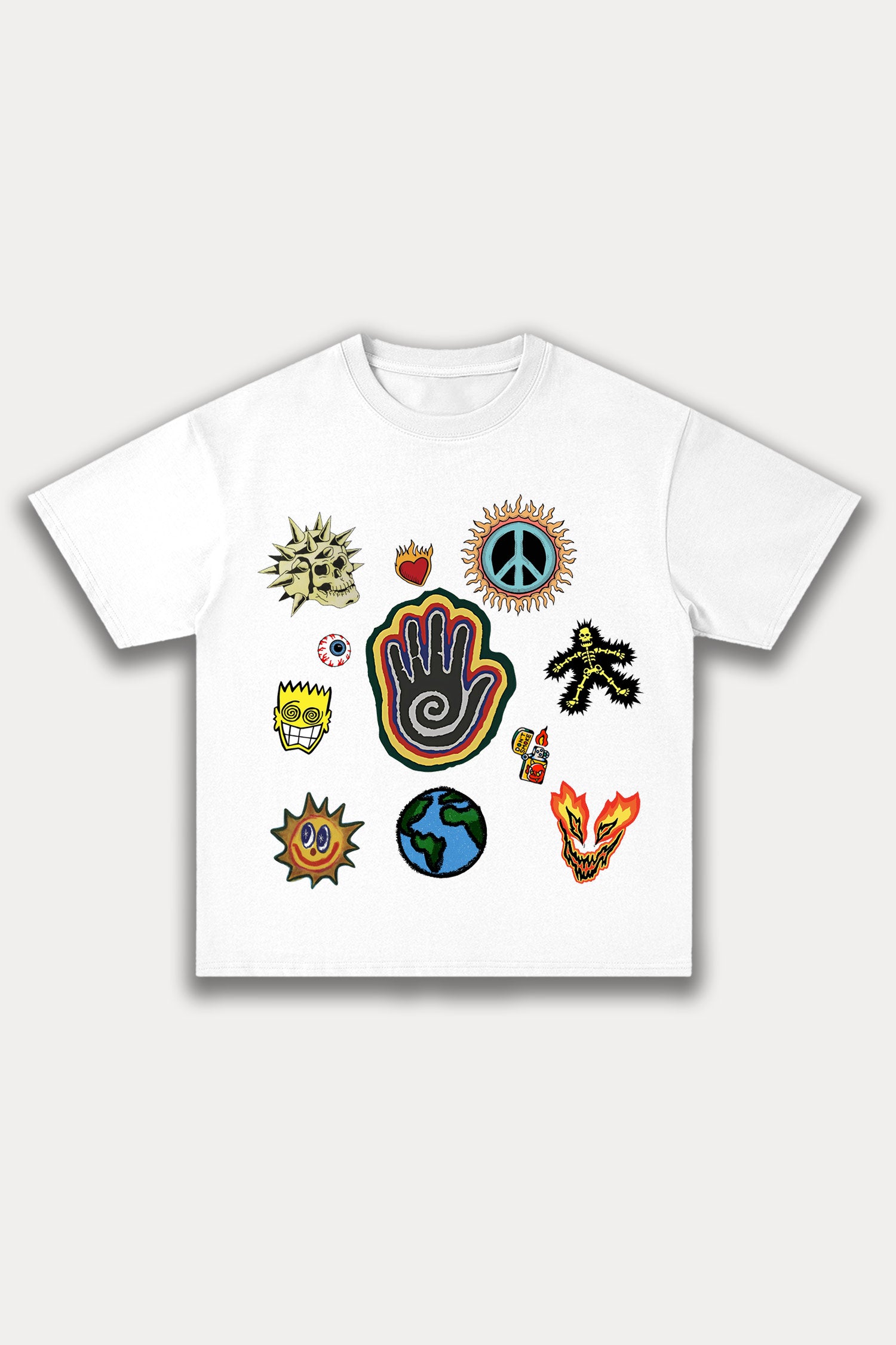 Evilnova Cartoon Elements Cotton Oversize T-Shirt-Evilnova