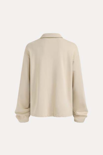 Evilnova Kill List Distressed Edge Buttonless Long Sleeve Polo Shirt-Evilnova