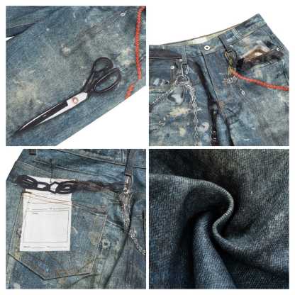 Evilnova 3D Print Washed Baggy Jeans-Evilnova