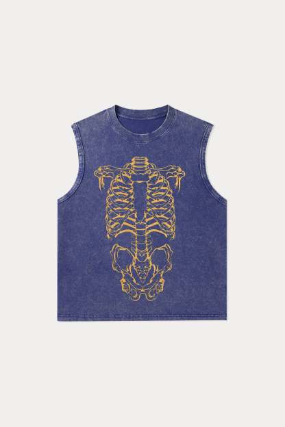 Evilnova Human Skeleton Washed Tank Top-Evilnova