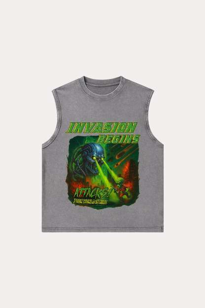 Evilnova Invasion Begins Washed Tank Top-Evilnova