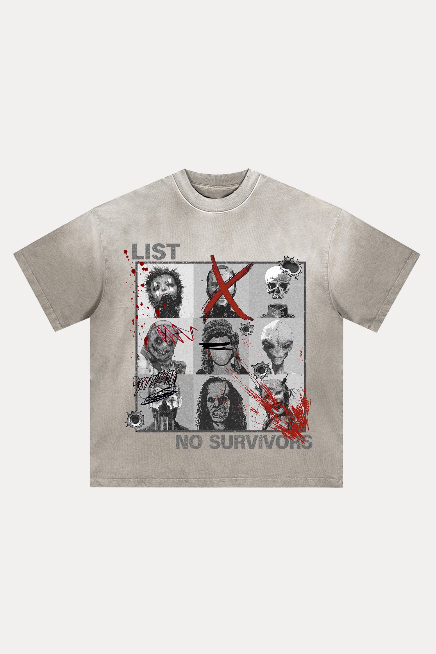 Evilnova Kill List Distressed Washed T-Shirt-Evilnova