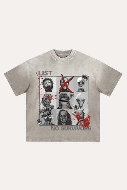 Evilnova Kill List Distressed Washed T-Shirt-Evilnova