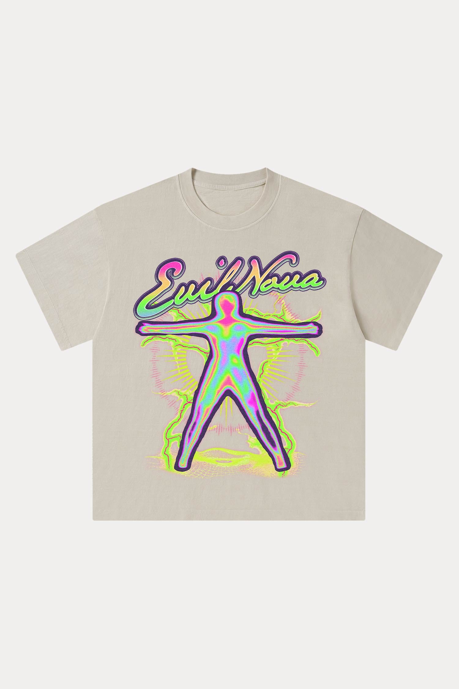 Evilnova Energy Figure Washed Streetwear T-Shirt-Evilnova