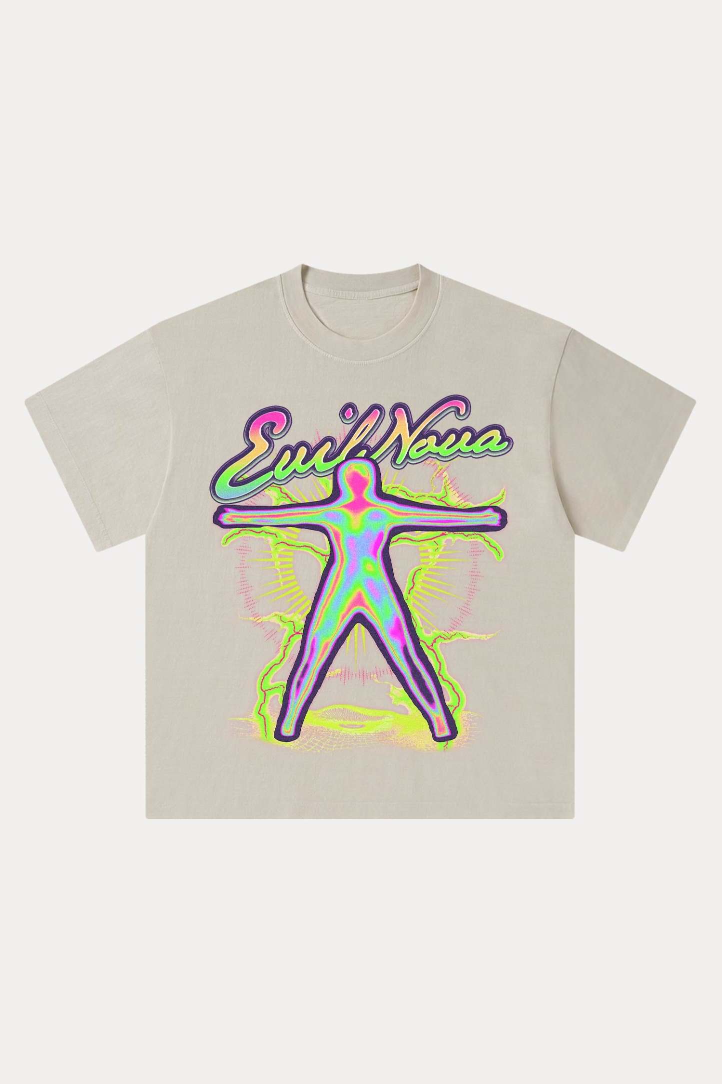 Evilnova Energy Figure Washed Streetwear T-Shirt-Evilnova